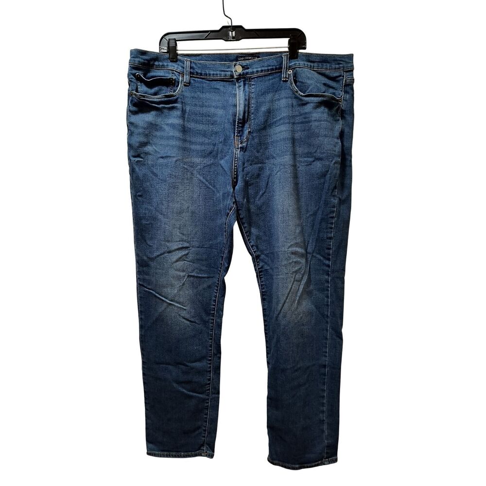 Lucky Brand 410 Athletic Slim Jeans Men 42x31 Medium Wash Blue Stretch Denim